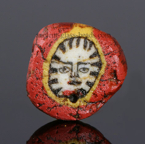 Roman mosaic glass face bead